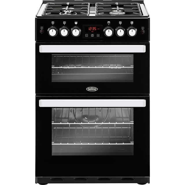 Belling Cookcentre 60G 60cm Freestanding Gas Cooker with Full Width Electric Grill - Black - A+/A Rated